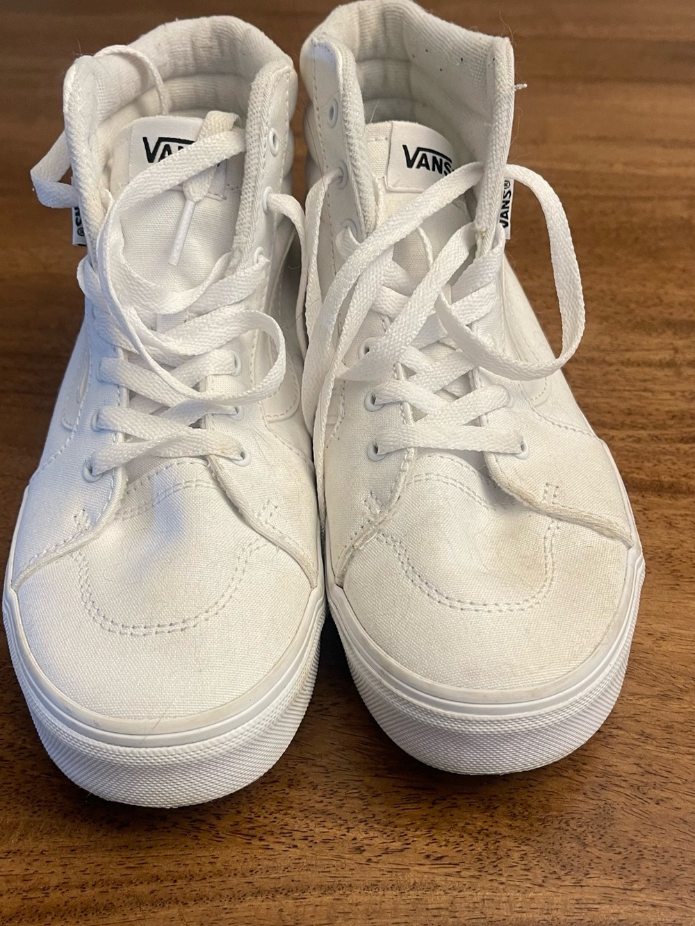 Vans sk8 White High-Top Canvas Sneakers sz5